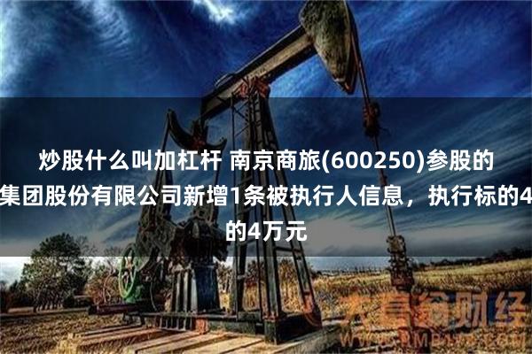 炒股什么叫加杠杆 南京商旅(600250)参股的朗诗集团股份有限公司新增1条被执行人信息，执行标的4万元