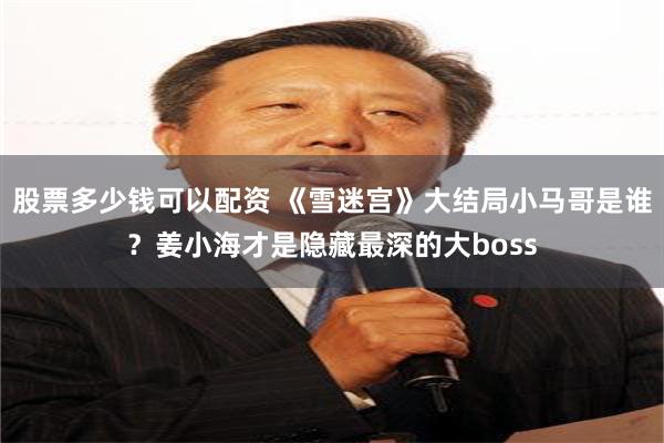 股票多少钱可以配资 《雪迷宫》大结局小马哥是谁？姜小海才是隐藏最深的大boss