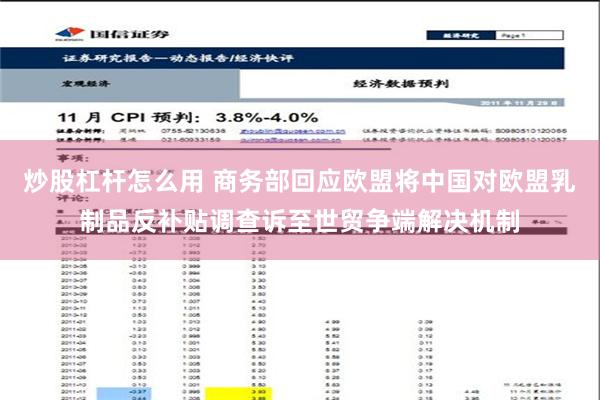 炒股杠杆怎么用 商务部回应欧盟将中国对欧盟乳制品反补贴调查诉至世贸争端解决机制