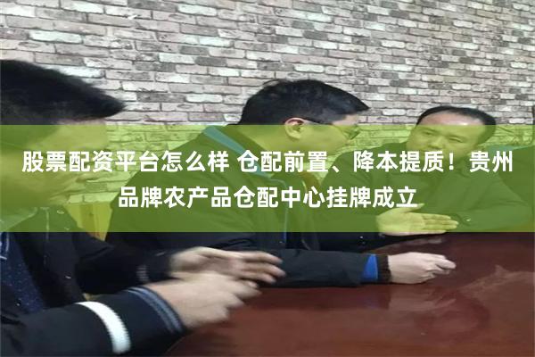 股票配资平台怎么样 仓配前置、降本提质！贵州品牌农产品仓配中心挂牌成立