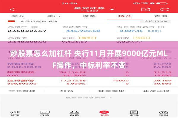 炒股票怎么加杠杆 央行11月开展9000亿元MLF操作，中标利率不变