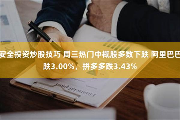 安全投资炒股技巧 周三热门中概股多数下跌 阿里巴巴跌3.00%，拼多多跌3.43%