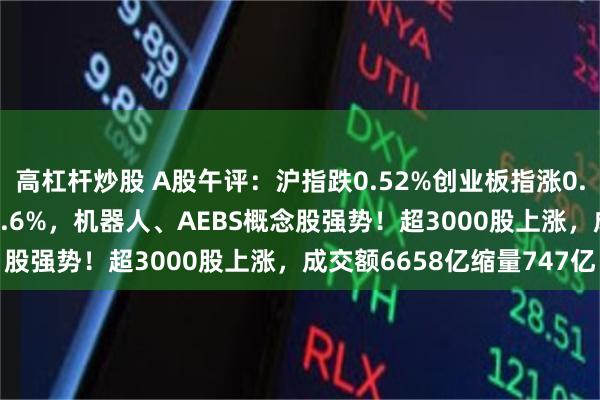 高杠杆炒股 A股午评：沪指跌0.52%创业板指涨0.16%，北证50指数涨0.6%，机器人、AEBS概念股强势！超3000股上涨，成交额6658亿缩量747亿