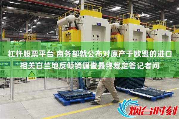 杠杆股票平台 商务部就公布对原产于欧盟的进口相关白兰地反倾销调查最终裁定答记者问