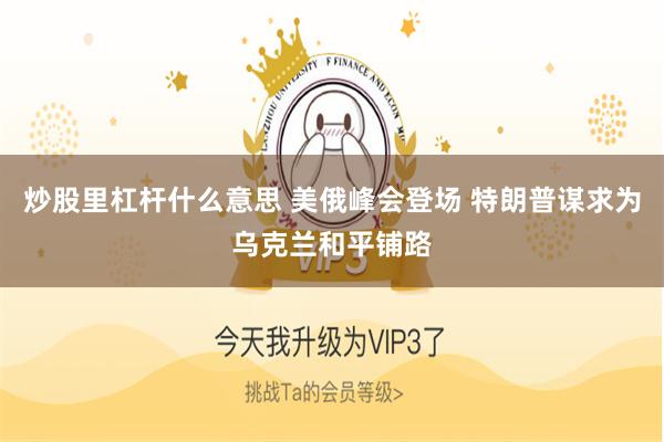 炒股里杠杆什么意思 美俄峰会登场 特朗普谋求为乌克兰和平铺路